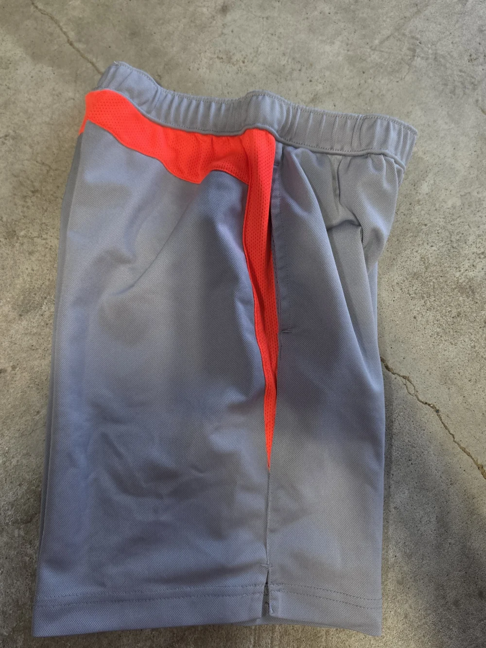 Old Navy Active Boys Medium Gray Neon Orange Athletic Basketball Shorts